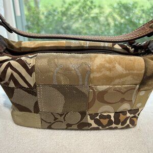 Coach Brown and Gold Patchwork mini purse
